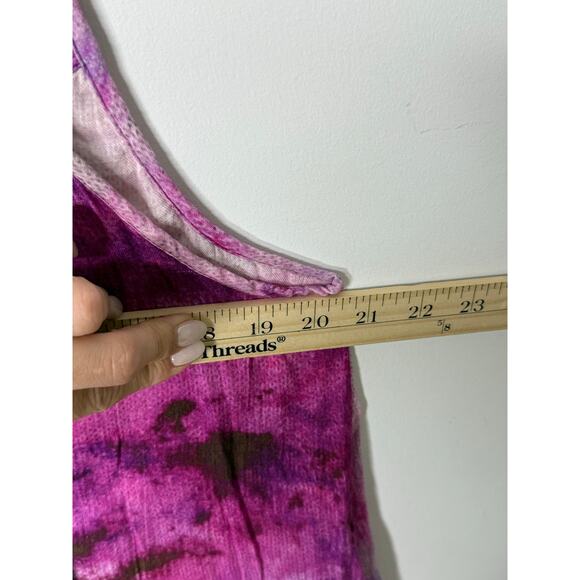 April Cornell Midi Dress Women L Purple Tie Dye Floral Embroidered Boho Festival - Picture 6 of 7